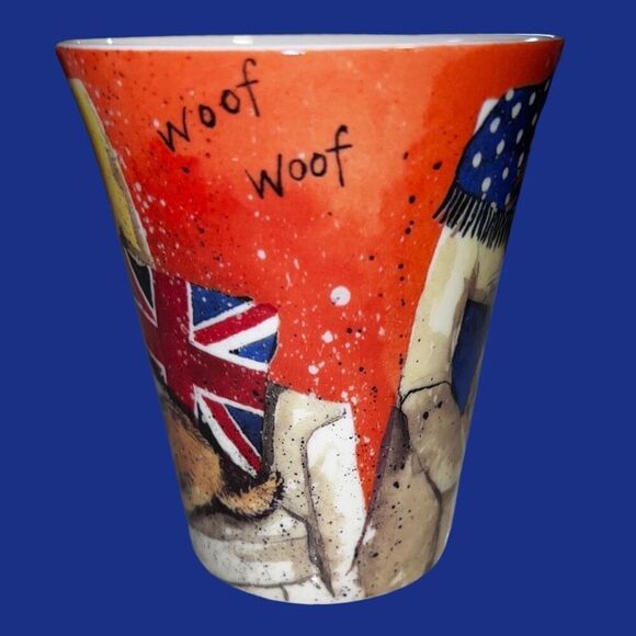Queens Mug Alex Clark Jack Woof English Designer Union Jack Flag Fine Bone China - Picture 3 of 4